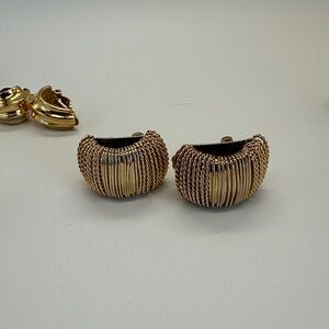 1950s Italian Style, Norma Jean Old Hollywood Gold wire style Clip-on Earrings